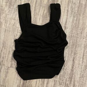 Black Scrunched Cropped Tank Top